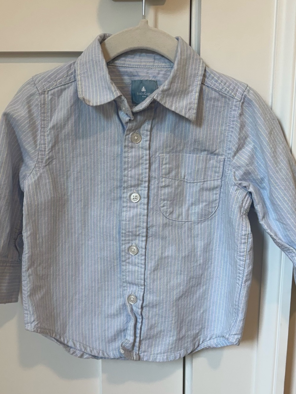 GAP Light Blue & White Striped Cotton Button-Down Shirt